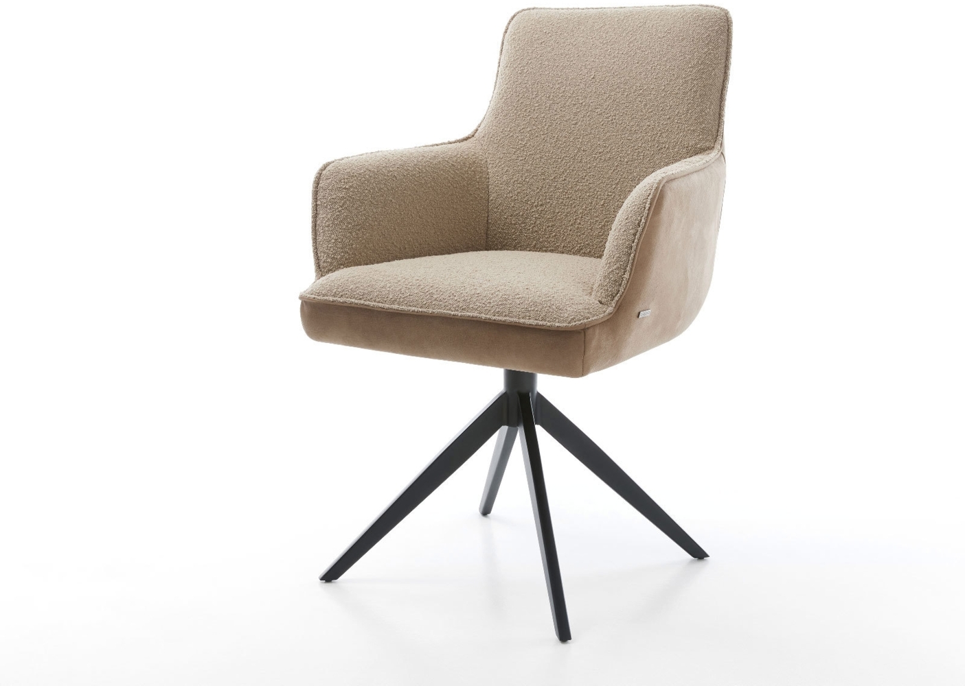 Drehstuhl Heira-Flex mit Armlehnen Materialmix Schlamm Kreuzgestell breit Schwarz 360° drehbar Wippfunktion Taschenfederkern Bild 1