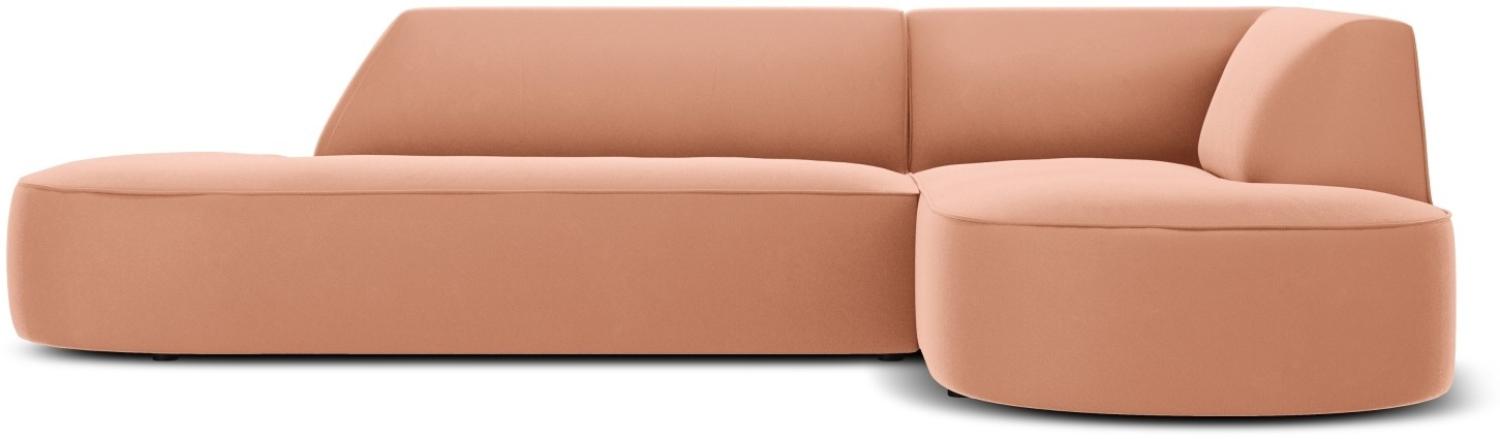 Micadoni 4-Sitzer Samtstoff Modular Ecke rechts Sofa Ruby | Bezug Pink | Beinfarbe Black Plastic Bild 1