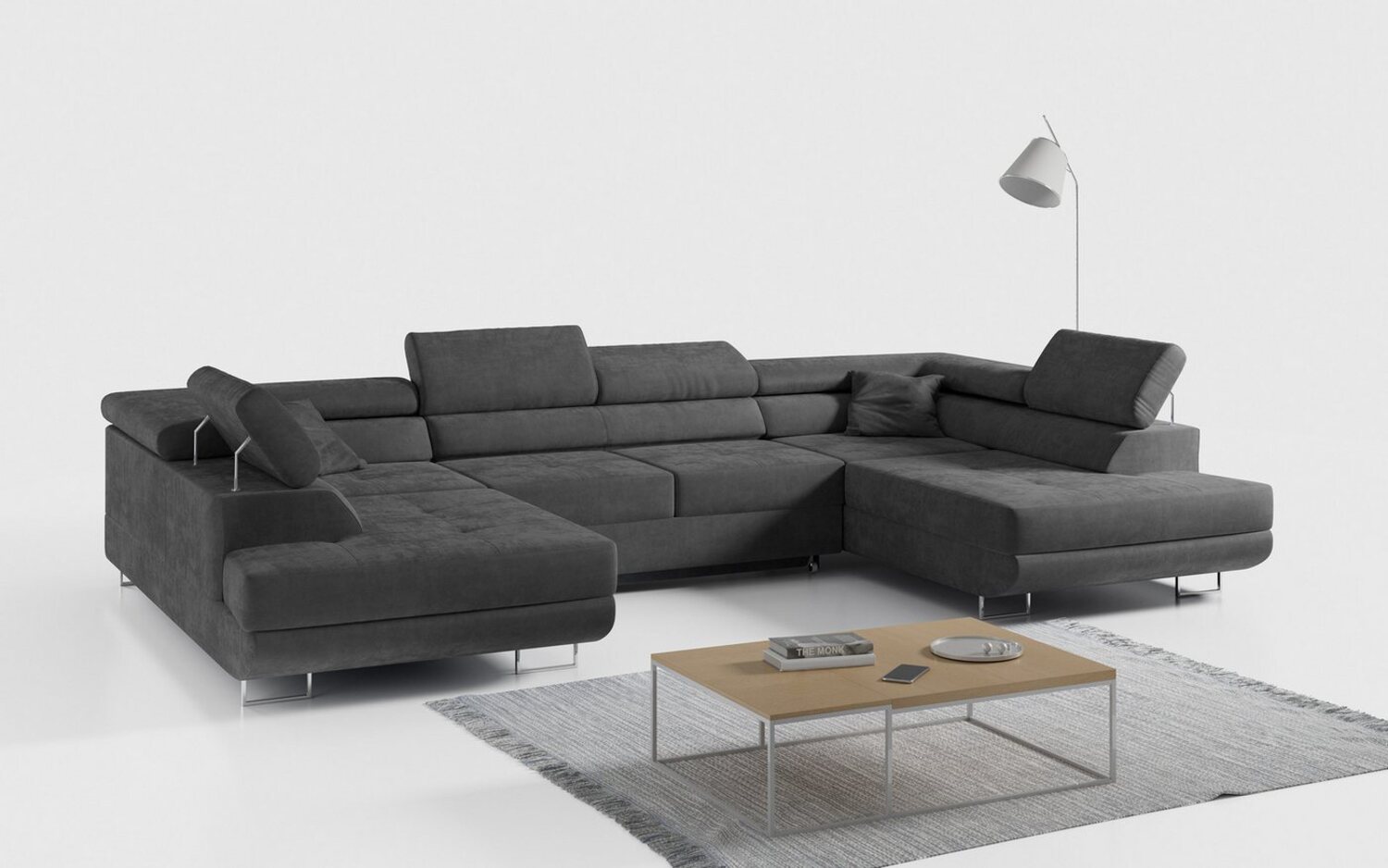 MKS MÖBEL Ecksofa GUSTAW U, Set, Wellenfedern, T30-Schaum, Bettkästen, Kopfstützen, Wohnzimmer - Wohnlandschaft, U-Form Couch mit Schlaffunktion Bild 1