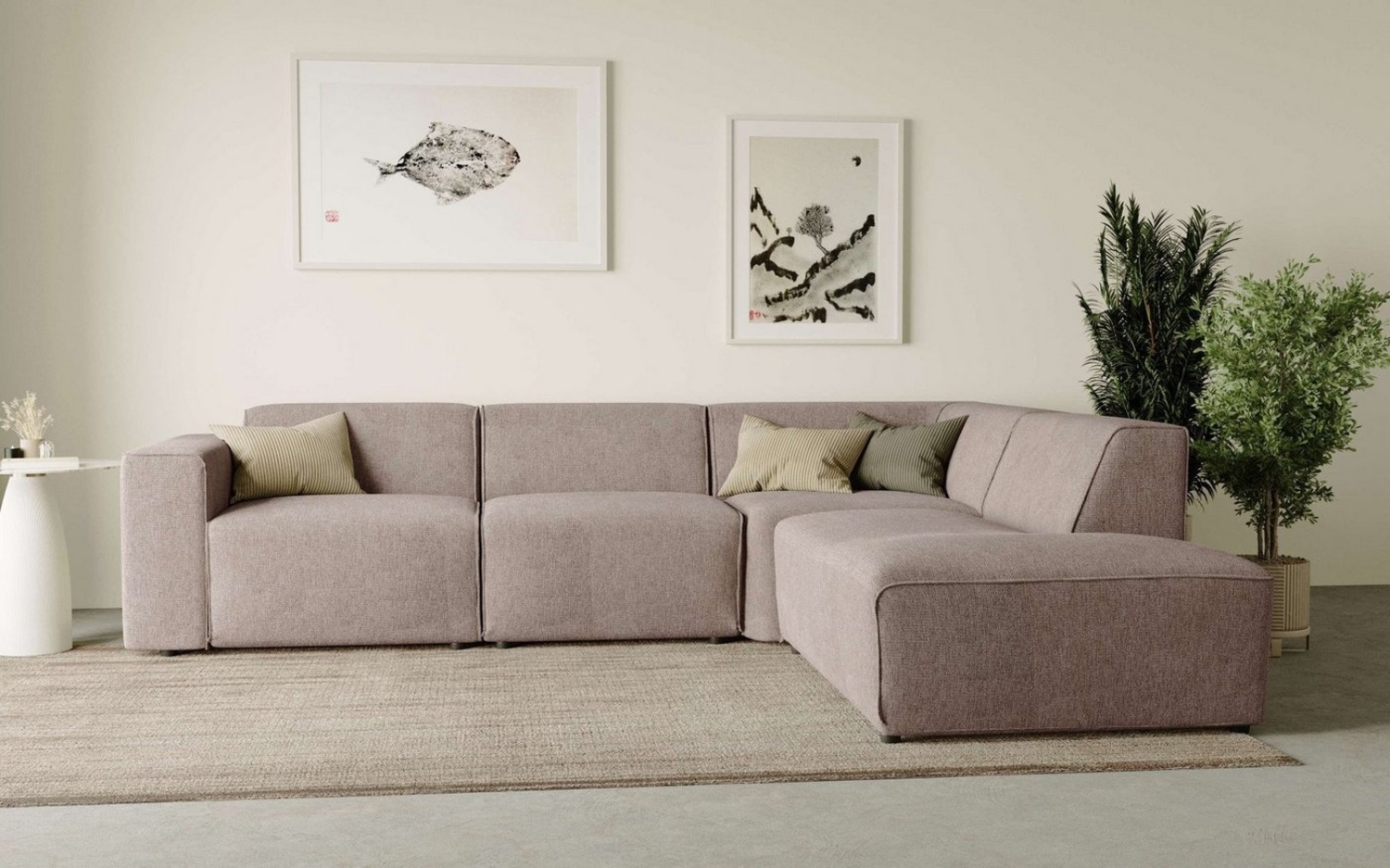 andas Ecksofa Noord, mit Kedernaht, in einem Soft-Touch Bezug Bild 1