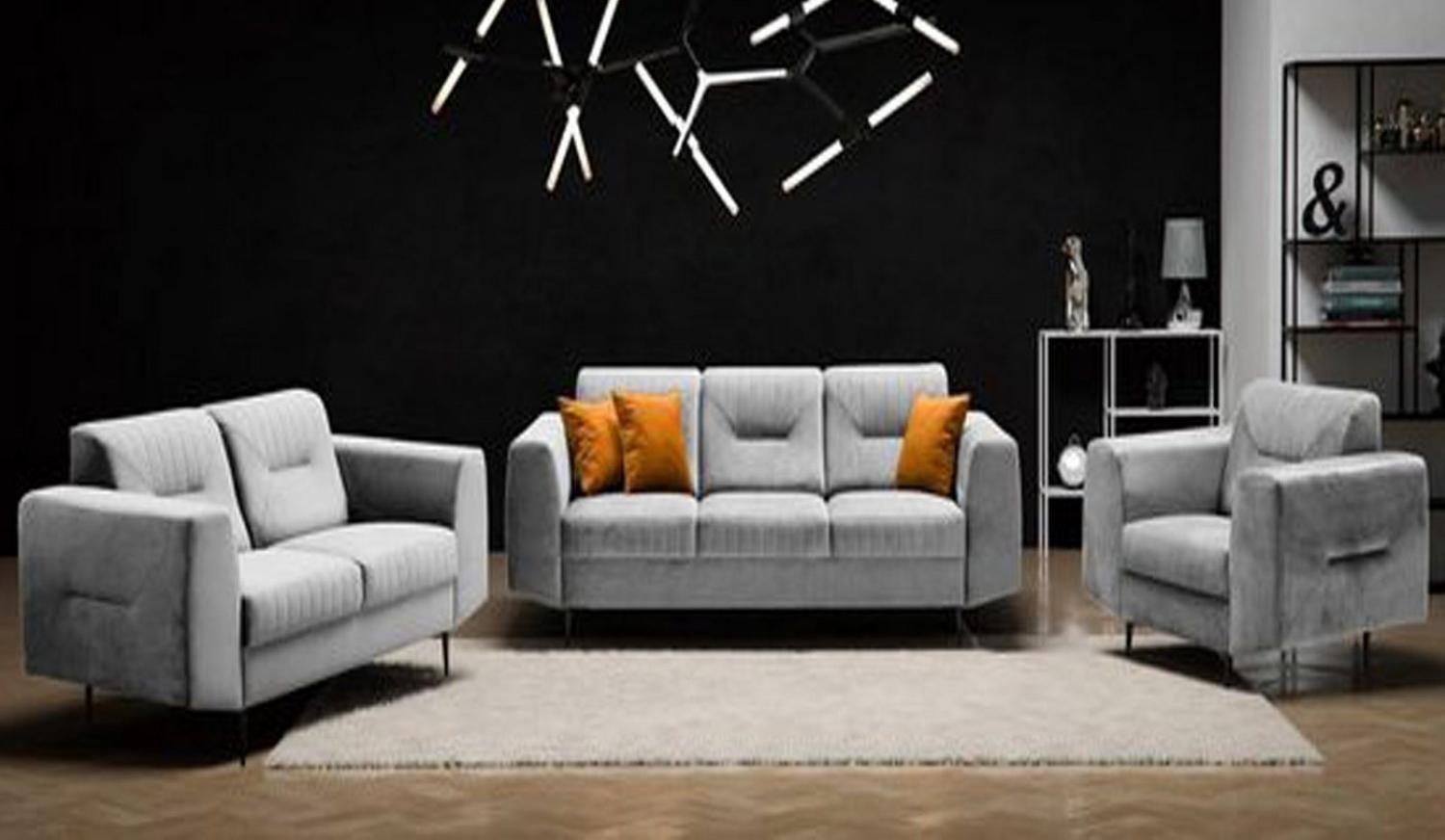 Beautysofa Polstergarnitur VENEZIA Die Lieferung beinhaltet Beiträge zur Wohnung, (Sessel + 2-Sitzer Sofa + 3-Sitzer Sofa im modernes Design), mit Metallbeine, Couchgarnituren aus Velours Bild 1