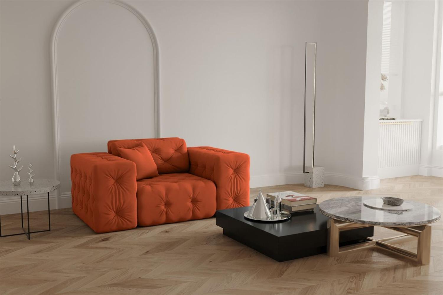 Sessel Designersessel CHANTAL in Stoff Opera Velvet Orange Bild 1