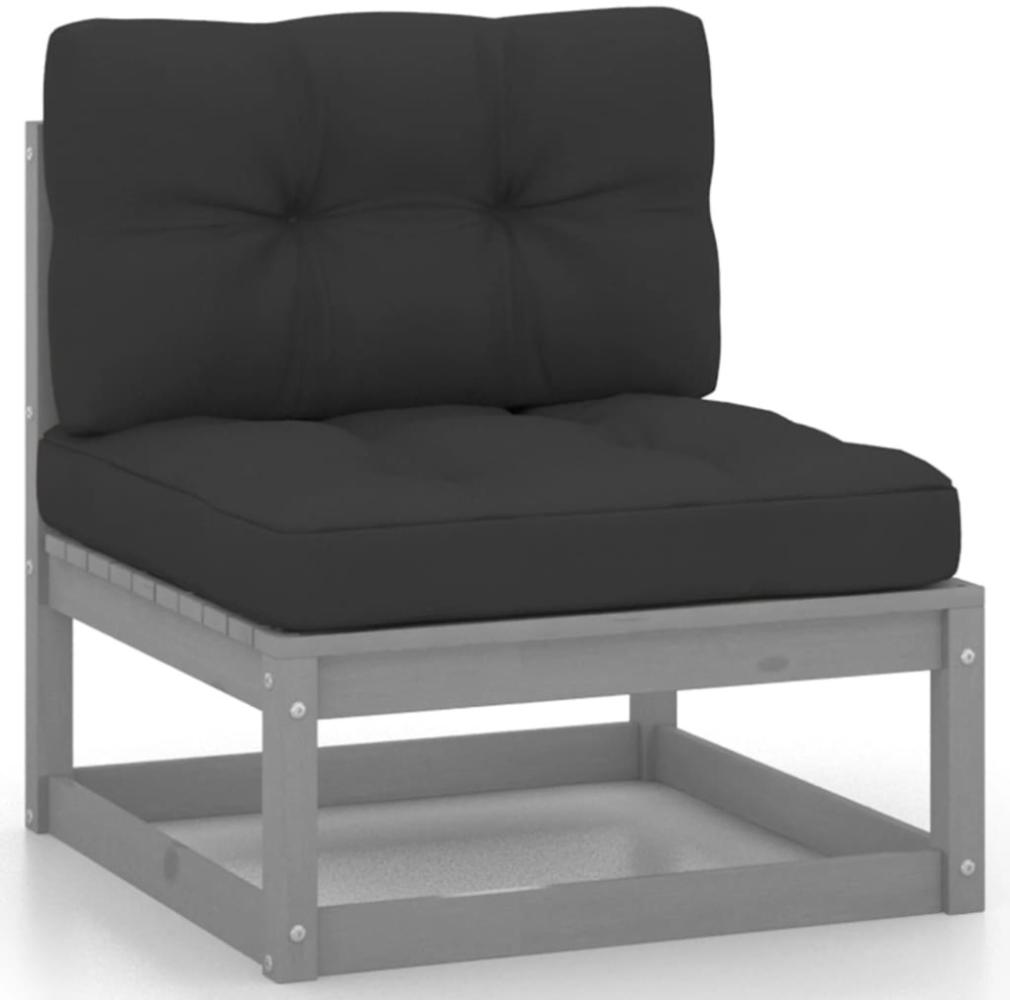 vidaXL Garten-Mittelsofa mit Anthrazit Kissen Grau Massivholz Kiefer 805722 Bild 1