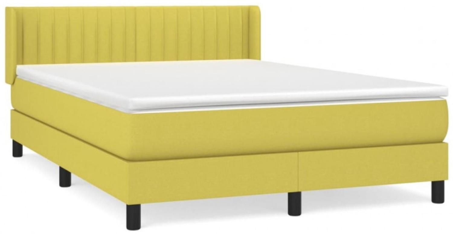 vidaXL Polsterbett mit Matratze Grün 140x190 cm Stoff Bild 1
