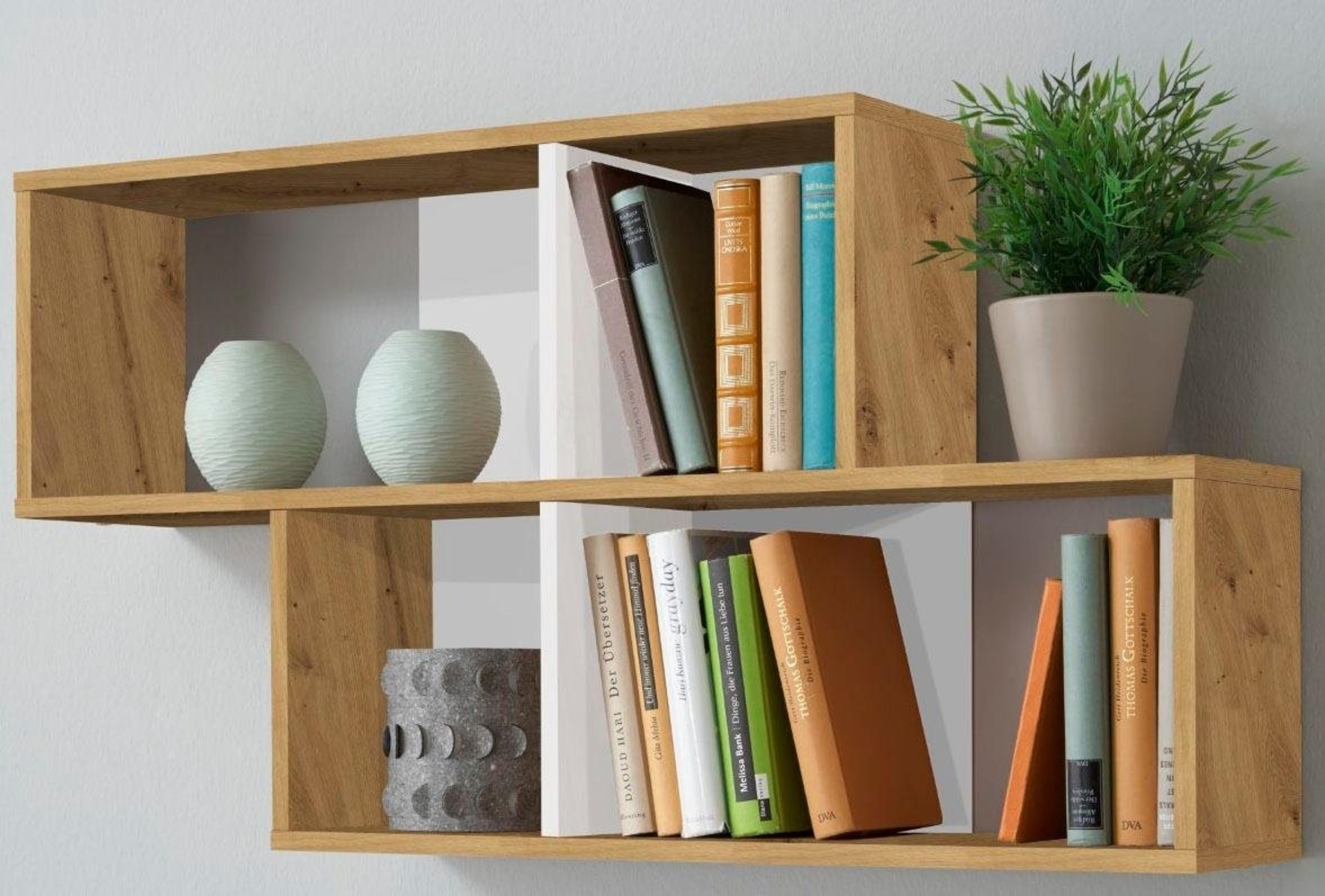 FMD Möbel - NORA - Wandregal - melaminharzbeschichtete Spanplatte - Artisan Oak Nb/weiß - 100 x 53 x 19,5cm Bild 1