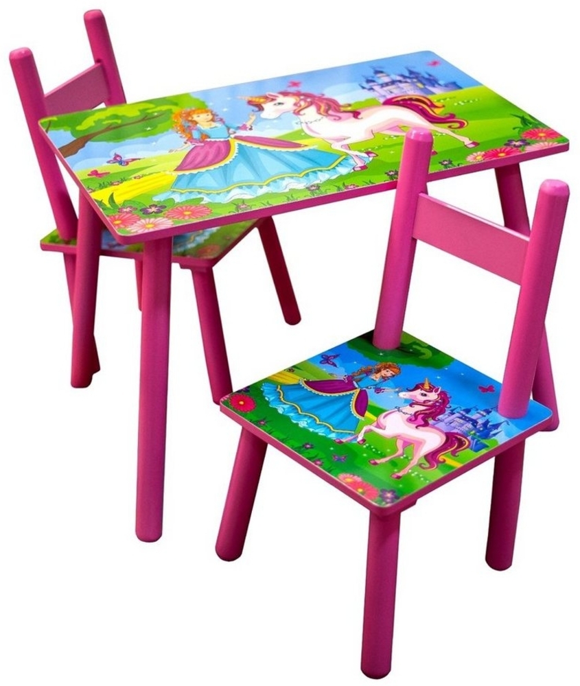 HTI-Line Kindersitzgruppe Kindertischgruppe Einhorn, (Set, 3-tlg, 1 Tisch, 2 Stühle), Kindertisch Kinderstuhl Kindermöbel Bild 1