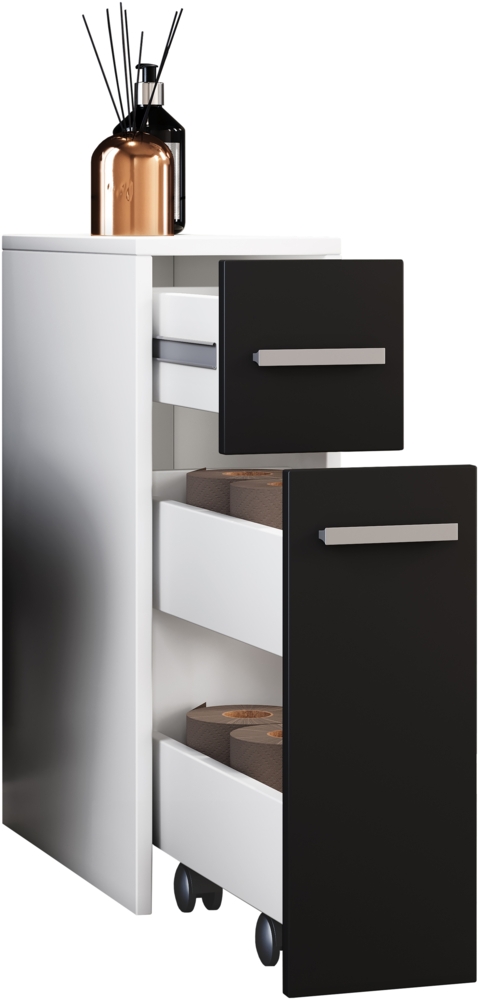 VCM Badmöbel Midischrank Zalo 917470 Weiß / Schwarz H. 61 x B. 20 x T. 45 cm Bild 1