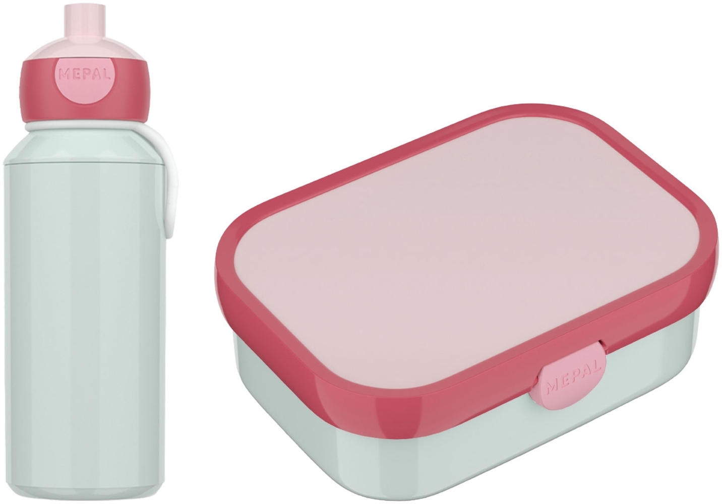 Mepal 'Campus' Lunch-Set mit Pop-up Trinkflasche & Lunch Box, Kunststoff Cool Mint / Cool Pink, 400 ml / 750 ml Bild 1