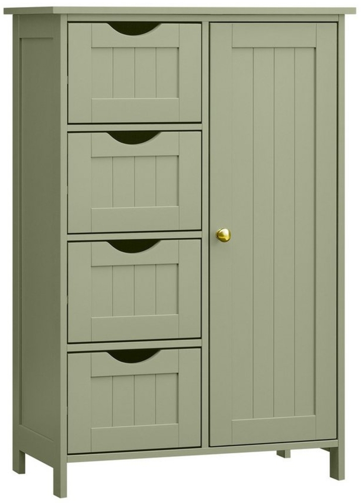 Vasagle Badezimmerschrank mit 4 Schubladen und verstellbarer Ablage, MDF, waldgrün, 82 x 30 x 55 cm Bild 1