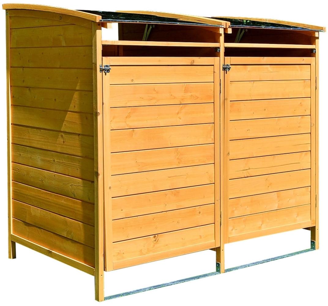 Mülltonnenbox braun Doppelbox Mülltonnenverkleidung Mülltonne 240L Mülltonnenhaus Gartenbox Gerätebox Gerätehaus Holz Anbau Gerätehaus Bild 1