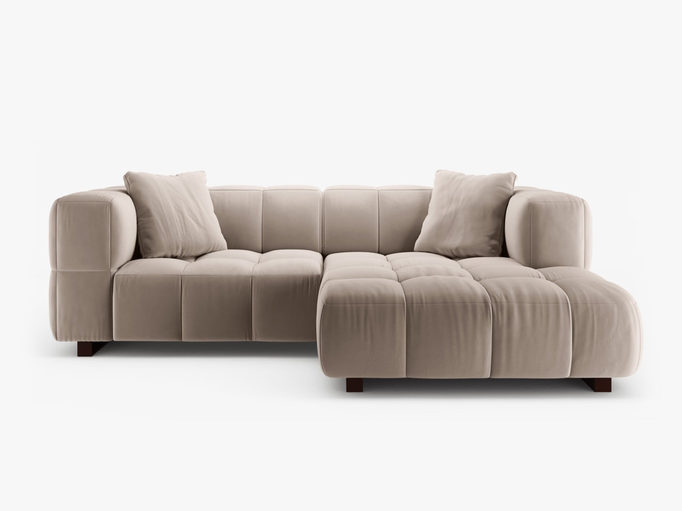 Micadoni Ecksofa Puma 3-Sitzer Rechts Samt Beige Bild 1