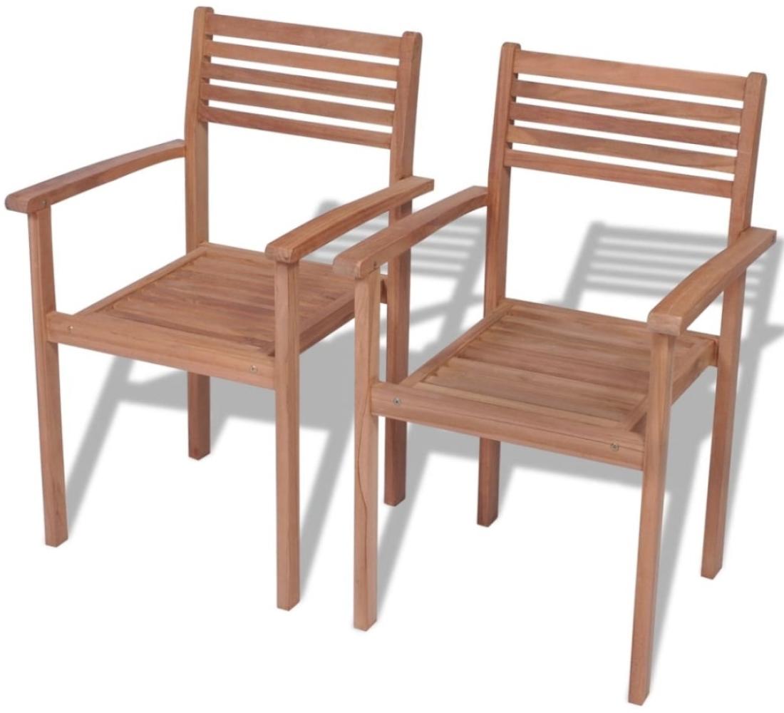 vidaXL Stapelbare Gartenstühle 2 Stk. Massivholz Teak 43036 Bild 1