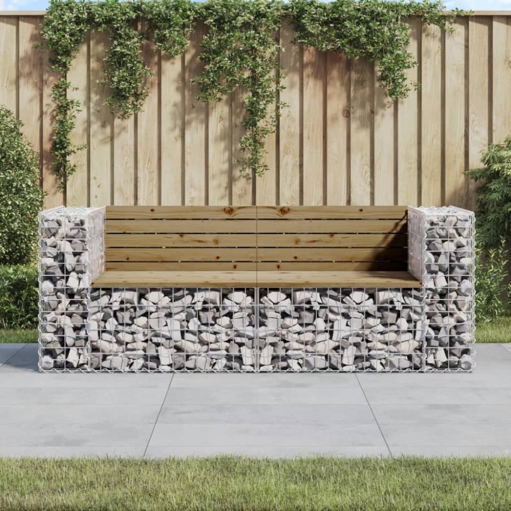 vidaXL Gartenbank aus Gabionen 184x71x65,5 cm Kiefernholz Imprägniert 3196238 Bild 1