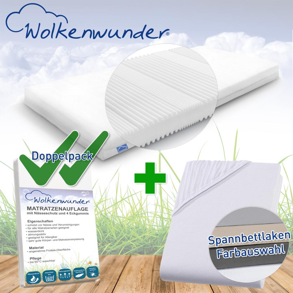 Wolkenwunder Multi Matratze / 2x Hygieneauflage / Spannbetttuch(natur) 90x200 cm Bild 1