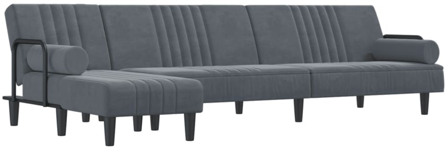 vidaXL Schlafsofa in L-Form Dunkelgrau 260x140x70 cm Samt 3157243 Bild 1