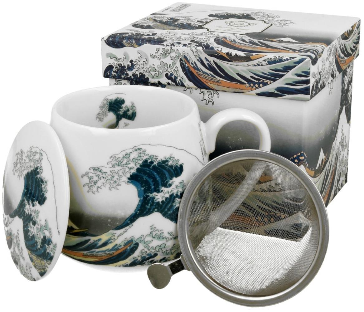 DUO ART GALLERY Fassbecher 430 ml THE GREAT WAVE mit Teesieb, New Bone China Porzellan Bild 1