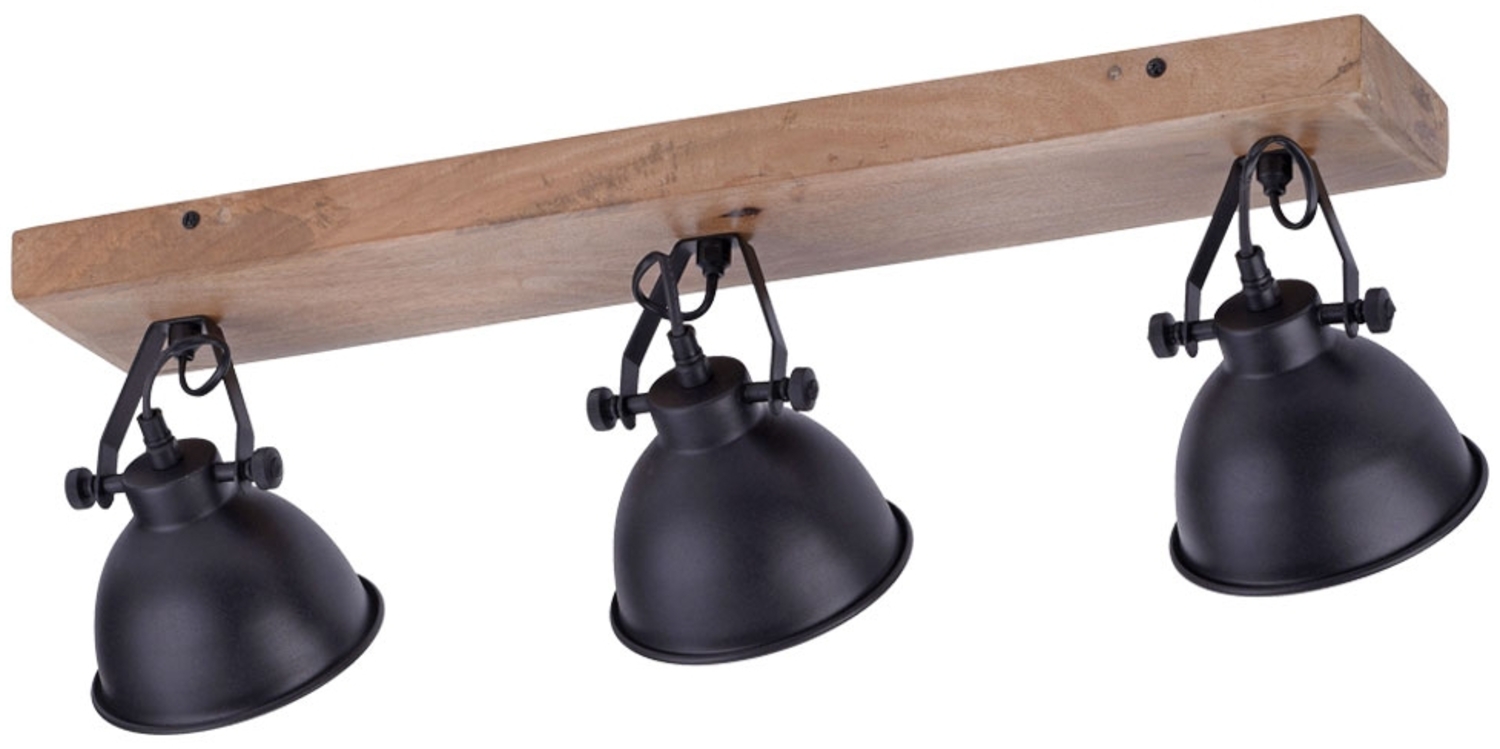 Decken-Wandlampe, schwarz, Holz, bewegliche Spots, L 74 cm Bild 1