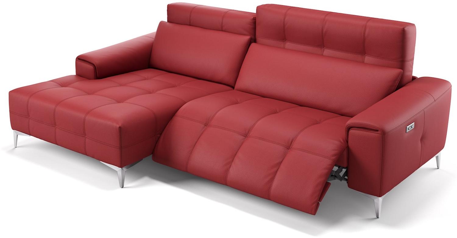 Sofanella SALENTO Ecksofa Ledercouch Funktionssofa Sofa in Rot M: 262 x 163 Breite x 100 Tiefe Bild 1