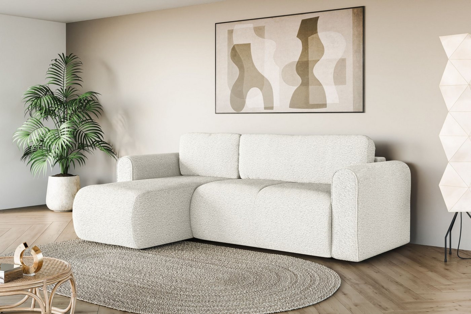 INOSIGN Ecksofa Ecksofa Zacharia wahlweise mit Bettfunktion, BxTxH 250 x 166 x 86 cm, L-Form mit Wellenunterfederung, Recamiere beidseitig montierbar Bild 1