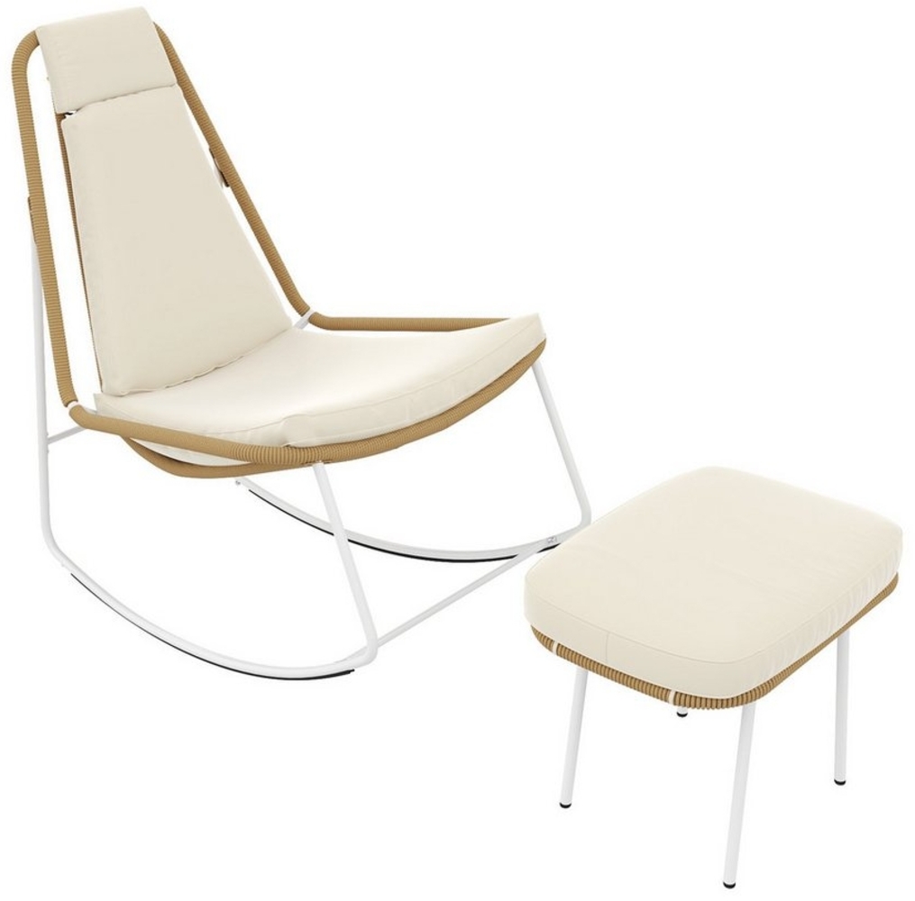 HAUSS SPOLE Schaukelstuhl 2-teiliges Set Balkonmöbel-Set aus verzinktem Stahl, mit Fußstütze (Outdoor-Sofa-Set, Balkonset, 2 St), mit Fußstütze, Tragkraft von 160 kg Bild 1