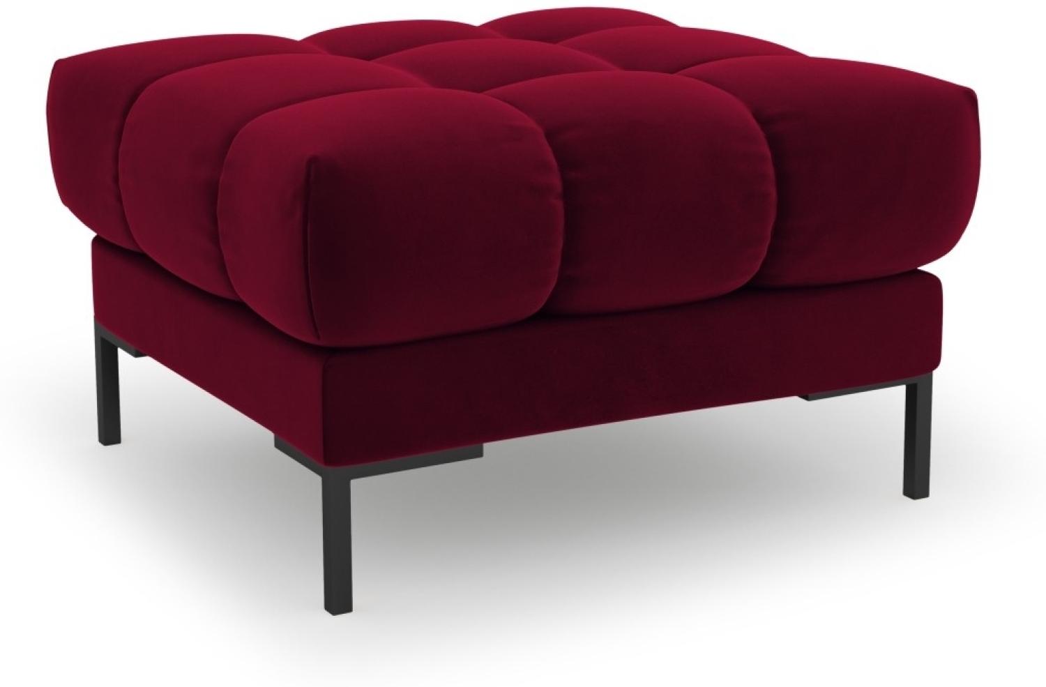 Micadoni Samtstoff Pouf Hocker Mamaia | Bezug Red | Beinfarbe Black Metal Bild 1