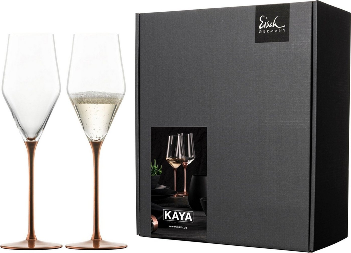 Eisch KAYA Champagnerglas 260 ml kupfer 2er Set im Geschenkkarton - A Bild 1