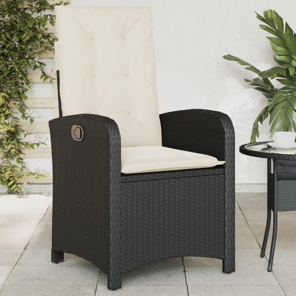 vidaXL Gartensessel Verstellbar mit Kissen Schwarz Poly Rattan 365160 Bild 1