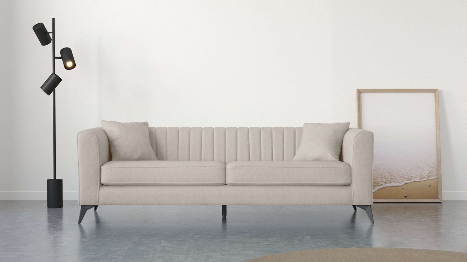 Places of Style 4-Sitzer MATTHEW elegantes Designsofa, Maße B/T/H: 231/86/74 cm, XXL, Steppung im Rücken, lose Sitzkissen, incl 2. Zierkissen Bild 1