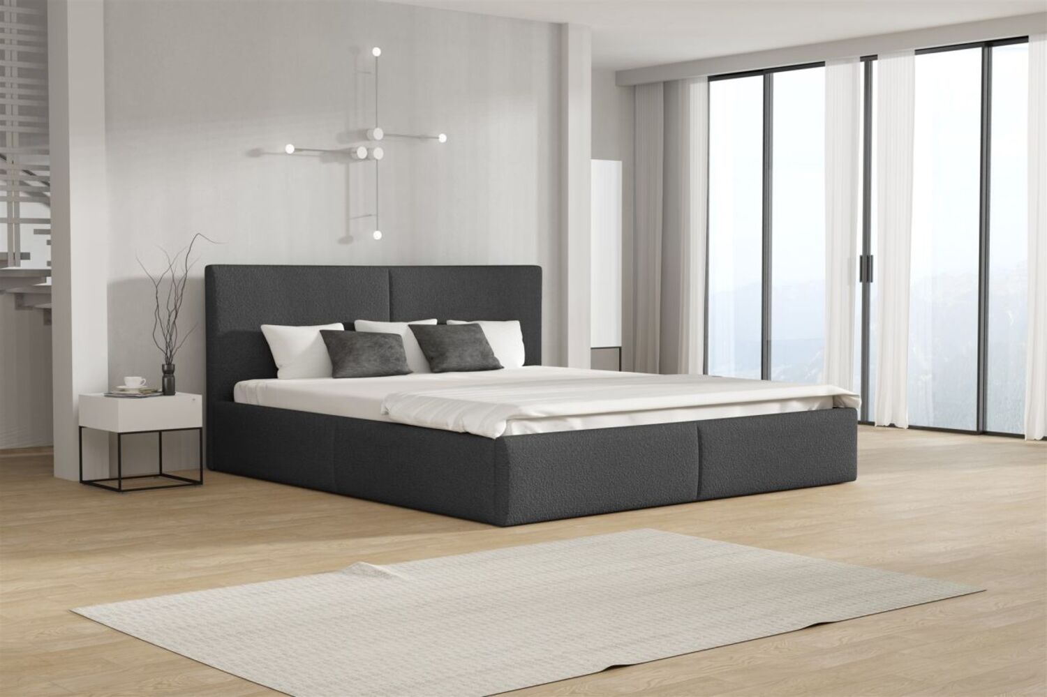 Polsterbett Doppelbett BERGEN 180x200cm Stoff Freya Grafit Bild 1