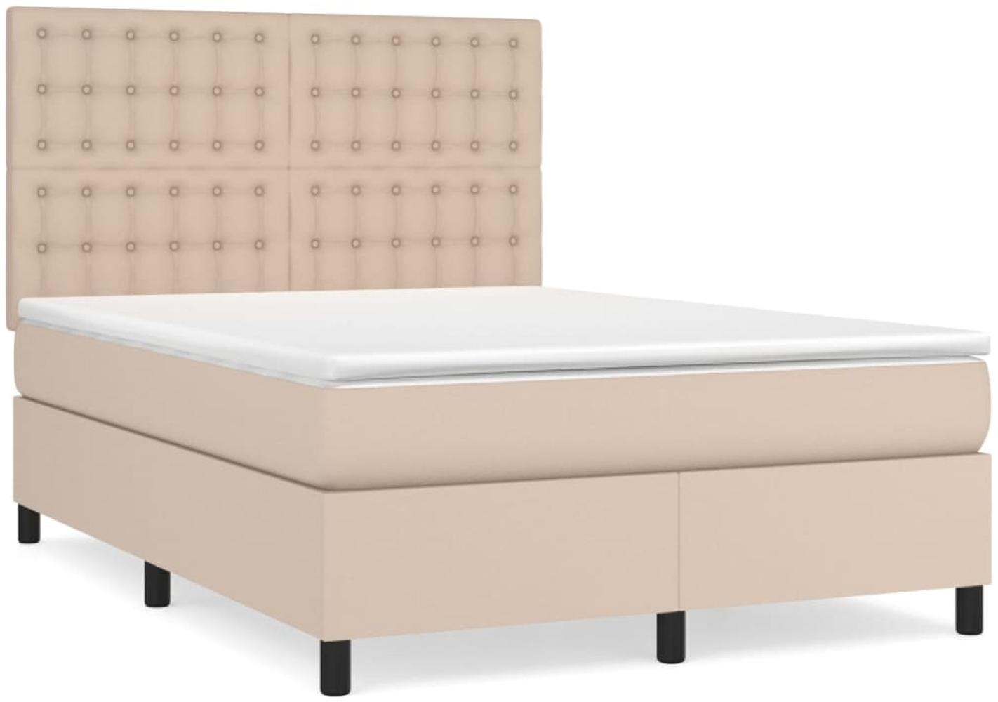 vidaXL Boxspringbett Matratze Cappuccino-Braun 140x190cm Kunstleder 3142844 Bild 1
