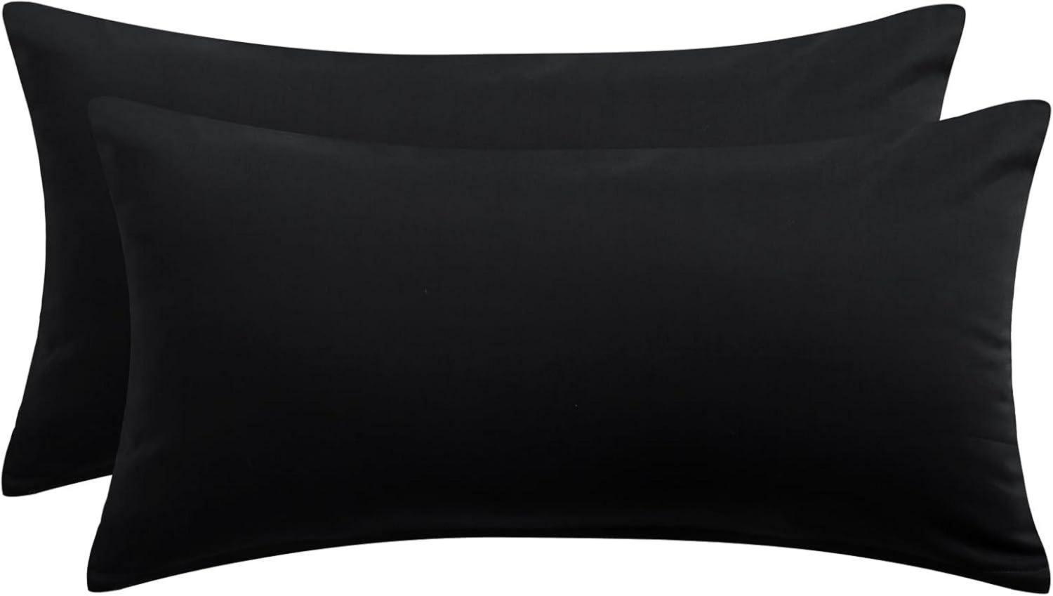 Kissenbezug 40x80 Schwarz Baumwolle 2er Set Reißverschluss Pillow Cover Bild 1