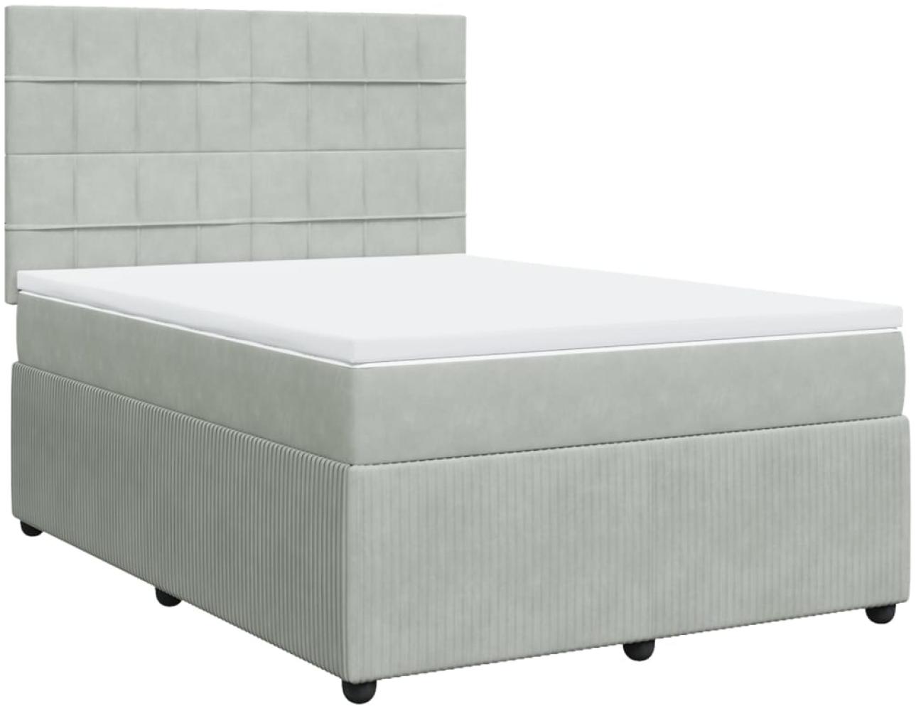 vidaXL Boxspringbett mit Matratze Hellgrau 160x200 cm Samt 3292382 Bild 1