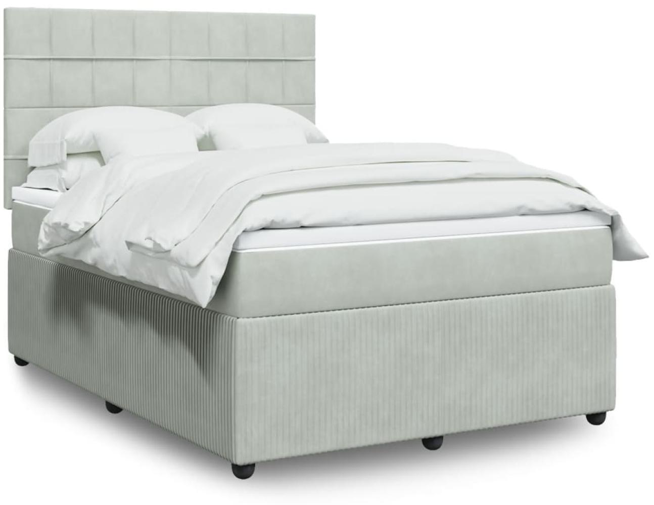 vidaXL Boxspringbett mit Matratze Hellgrau 160x200 cm Samt 3292382 Bild 1