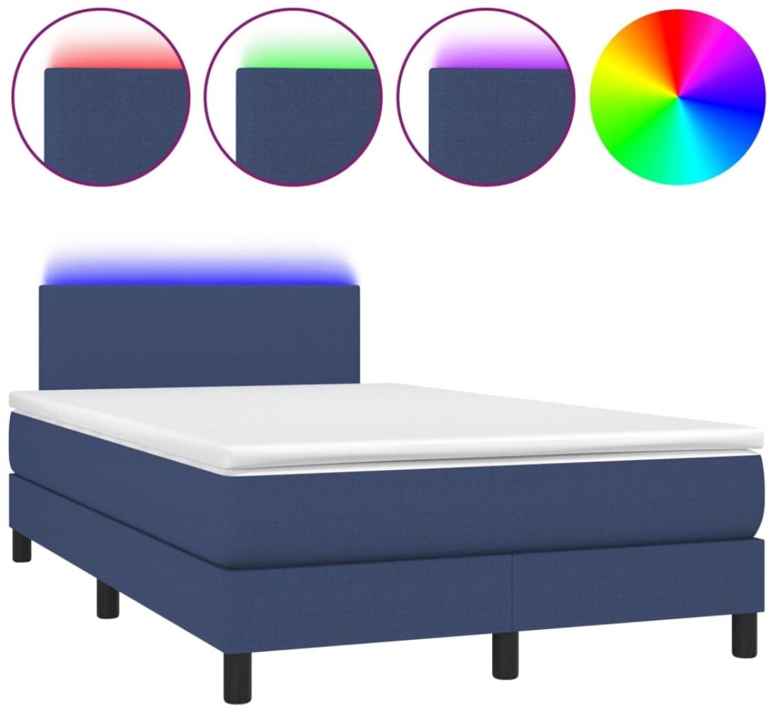 Boxspringbett mit Matratze & LED Stoff Blau 120x200 cm, Härtegrad: H2 [3132987] Bild 1