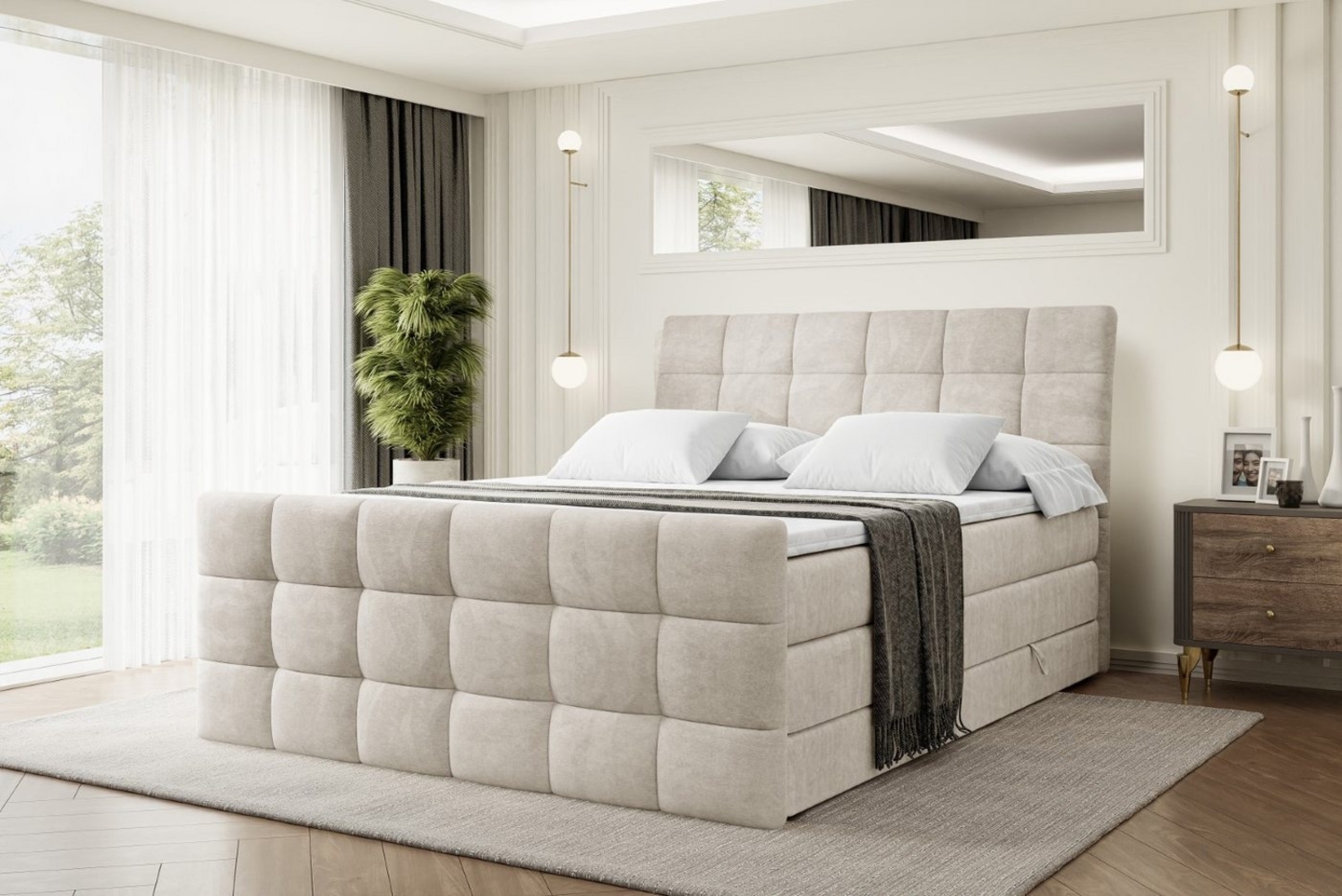 ALTDECOR Boxspringbett BRUGO-Z KING (Multipocket-Matratze H4 und H3 Matratze Bonellfederung Topper Kopfteil) Bild 1