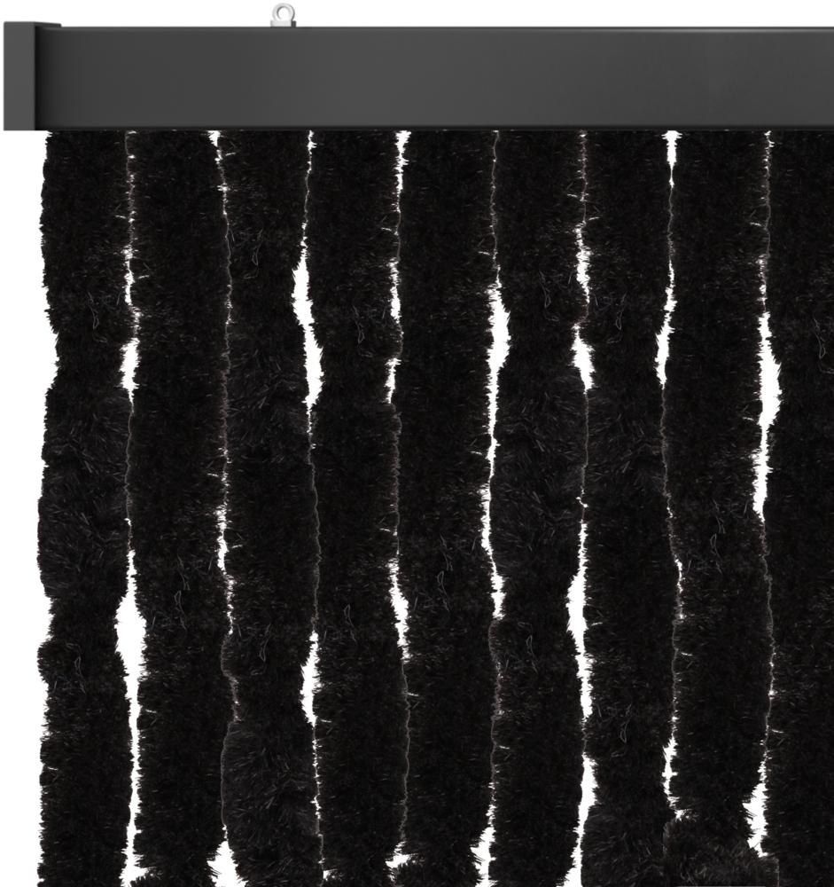 Flauschvorhang 90x200cm, perfekter Insekten- und Sichtschutz für Ihre Balkon- und Terrassentür, viele Farben Unistreifen schwarz Bild 1