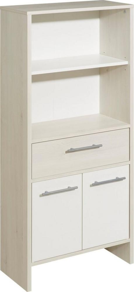 Saphir Midischrank Quickset 350 Badschrank 62 cm breit, 2 Türen, 1 Schublade, 2 Fächer (1-St) Badezimmer-Midischrank Pinie Ida hell, Griffe alufarbig Bild 1