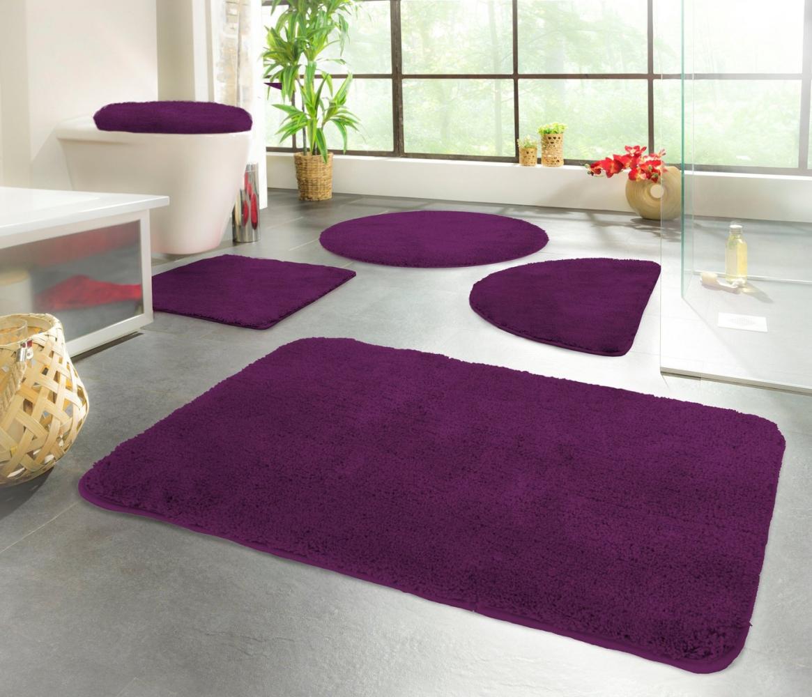 Kinzler J-10001/101 aubergine Badematte, Mikrofaser, 90 cm rund Bild 1