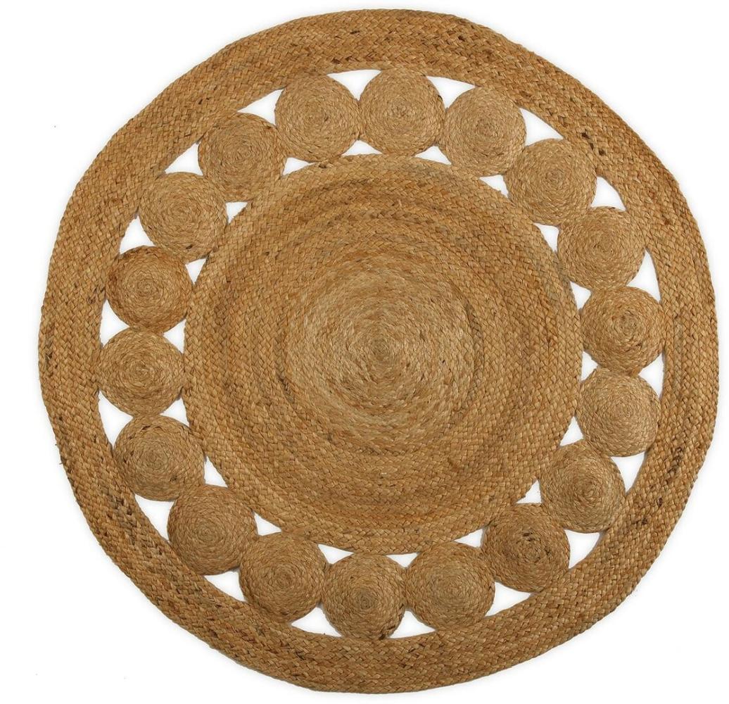 Teppich Versa Ø 120 cm Kreise Rattan Jute Bild 1