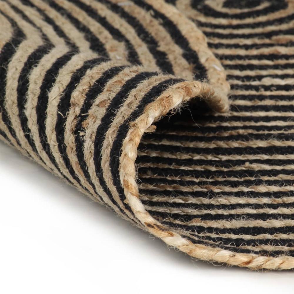 vidaXL Teppich Handgefertigt Jute mit Spiralen-Design Schwarz 150 cm 133721 Bild 1