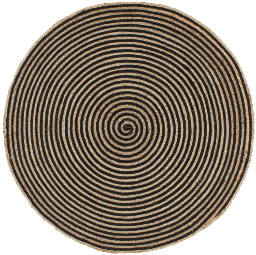 vidaXL Teppich Handgefertigt Jute mit Spiralen-Design Schwarz 150 cm 133721 Bild 1