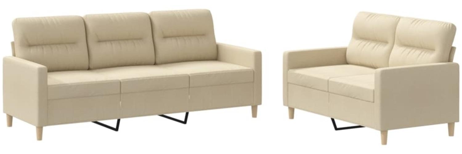 vidaXL 2-tlg. Sofagarnitur mit Kissen Creme Stoff 3201602 Bild 1