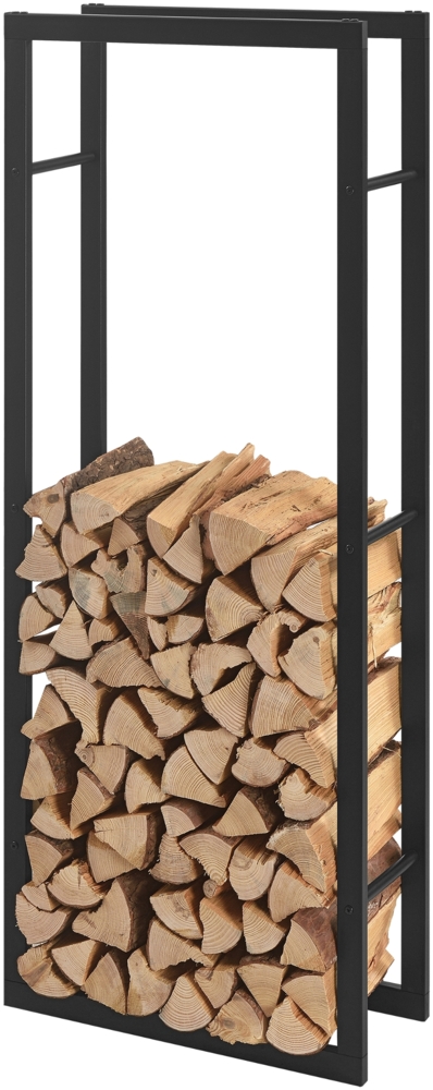 Kaminholzregal Kasan 60x150x25 cm Stahl Schwarz en. casa Bild 1