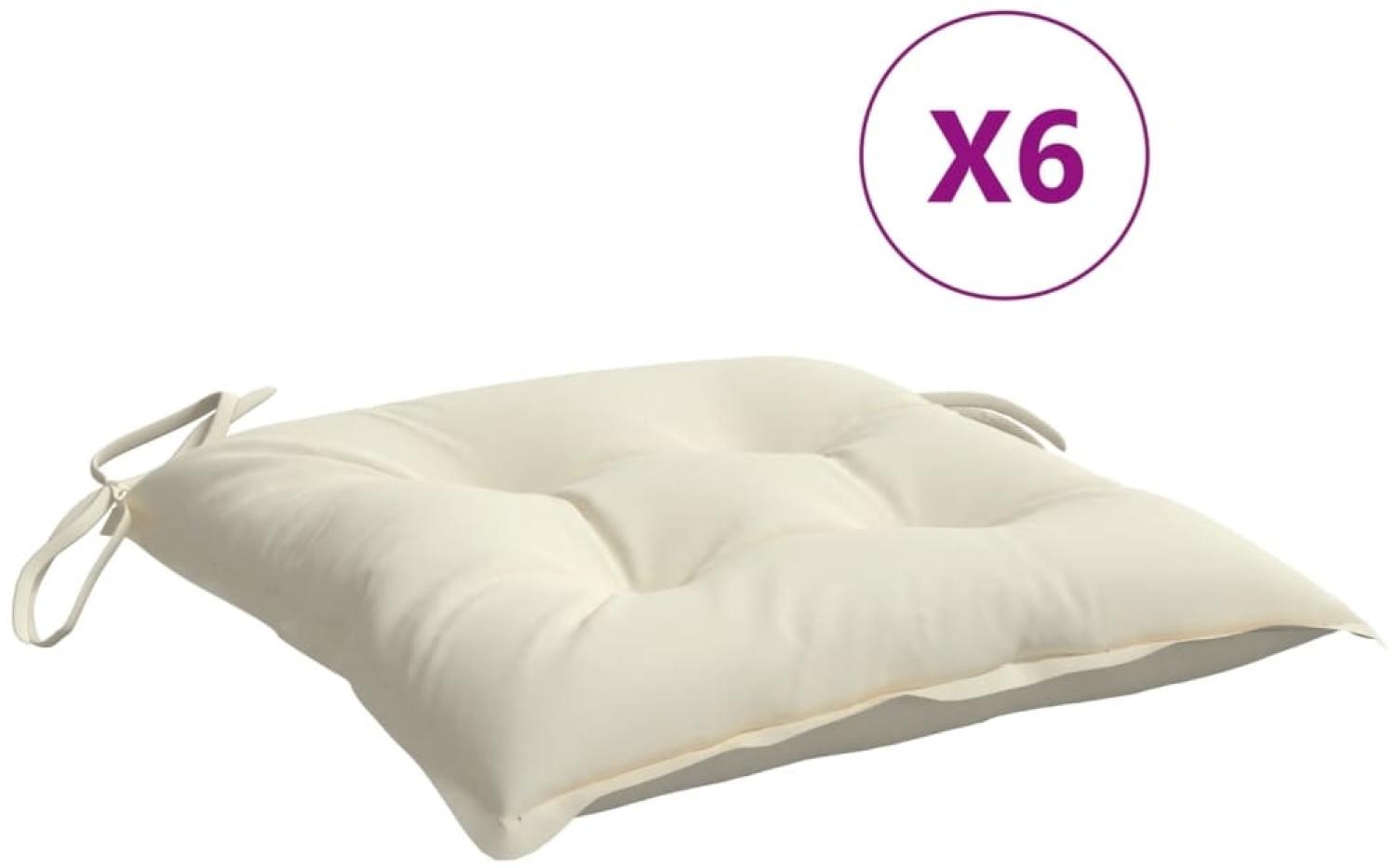 vidaXL Stuhlkissen 6 Stk. Cremeweiß 40x40x7 cm Oxford-Gewebe 361458 Bild 1