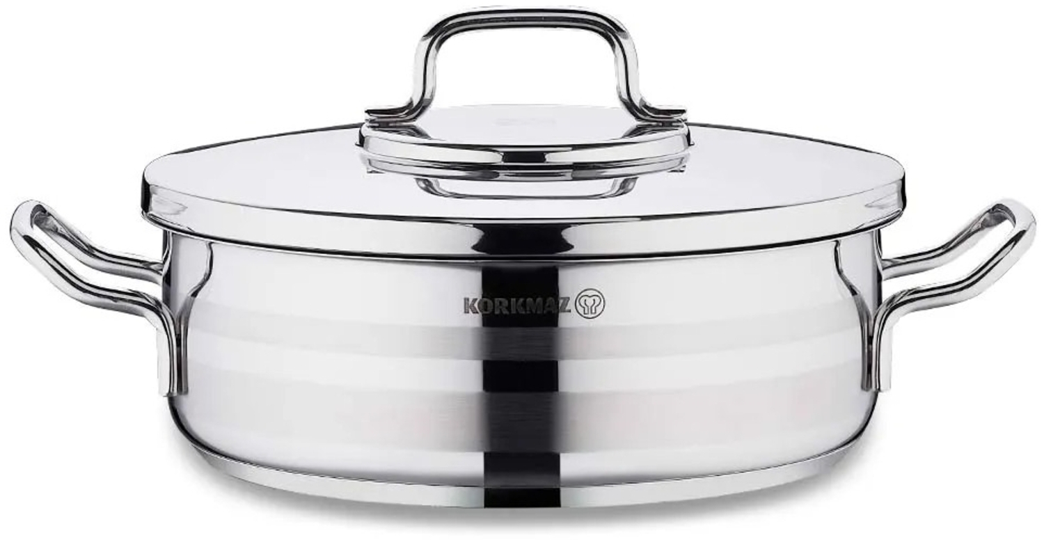 Korkmaz Astra2 Low Casserole 32 x 9 cm - 7 L, Edelstahl-Kochtopf mit Deckel Bild 1