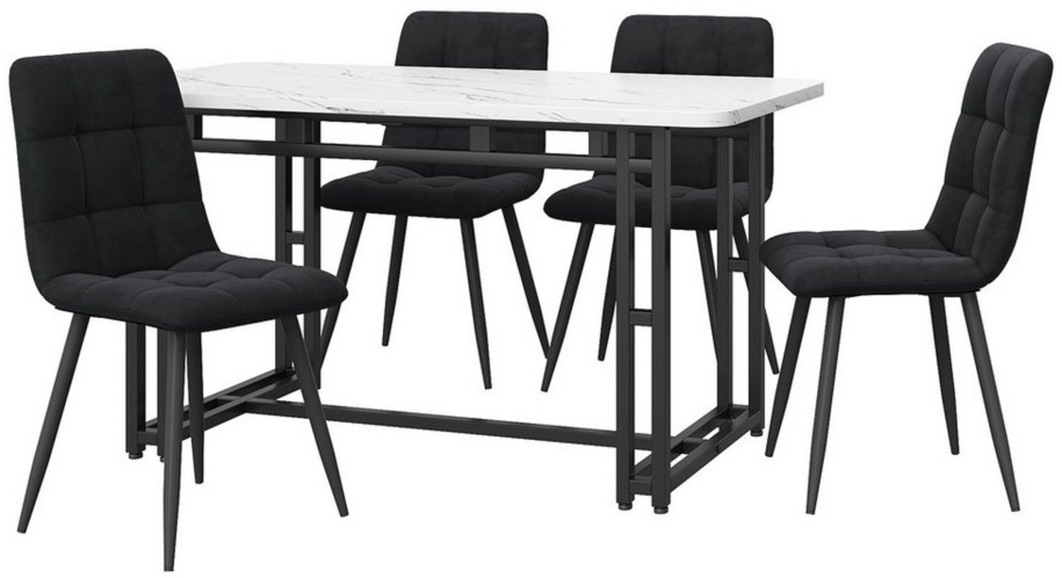 KLAM HOME Essgruppe Esstisch mit 4 Stühlen Set Esszimmer Sitzgruppe, (5-tlg, 1 Esstisch 4 Stühle), Moderne Küche Esstisch Set aus Samt Bild 1