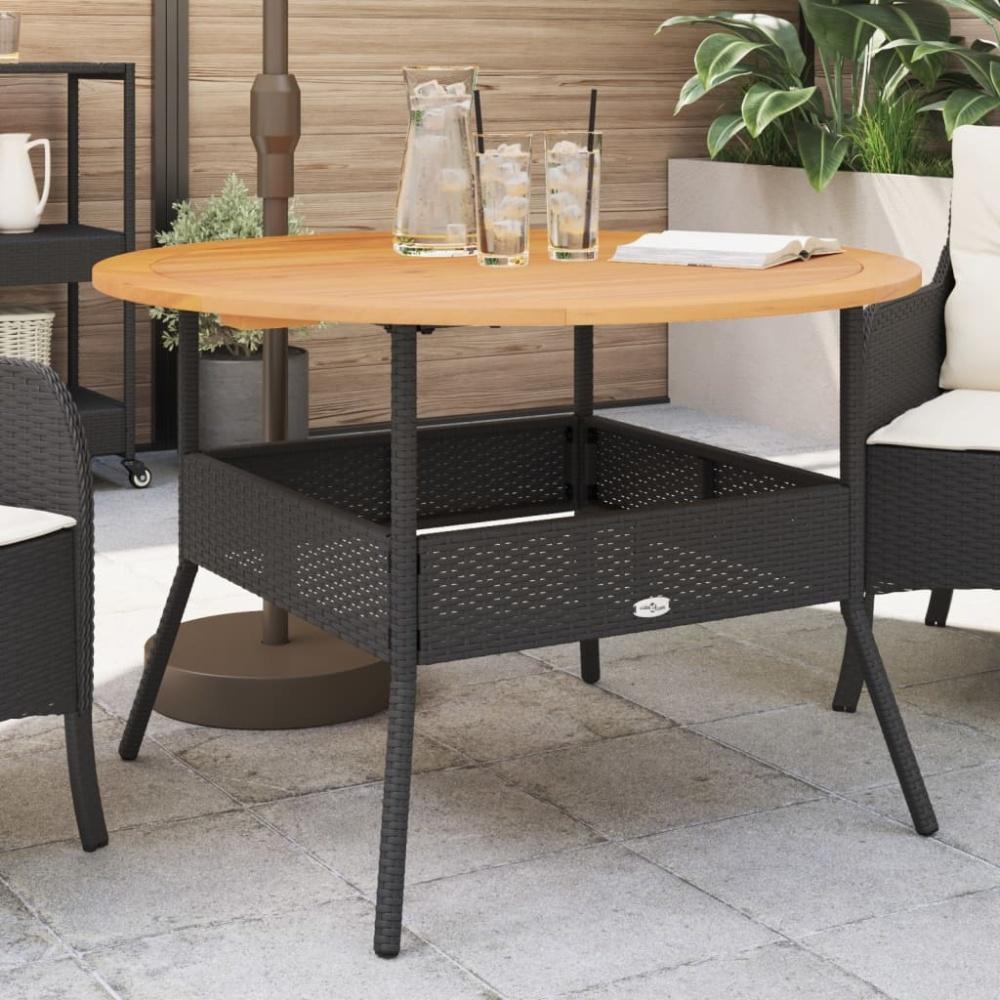 vidaXL Gartentisch mit Holzplatte Schwarz Ø110x71 cm Poly Rattan 368625 Bild 1