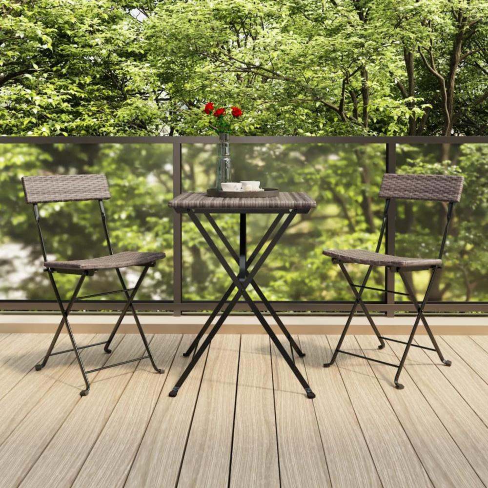 vidaXL 3-tlg. Bistro-Set Klappbar Grau Poly Rattan 319991 Bild 1