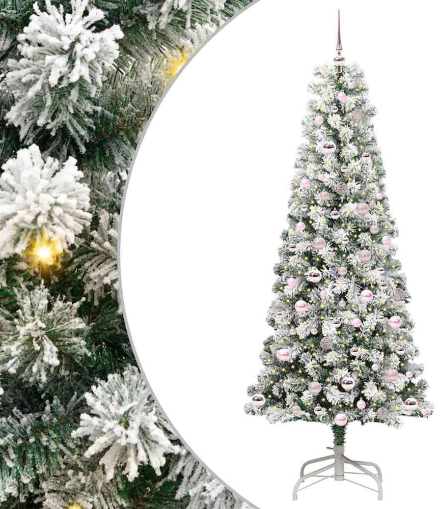 vidaXL Künstlicher klappbarer Weihnachtsbaum Grün und Weiß 210 cm 3395606 Bild 1