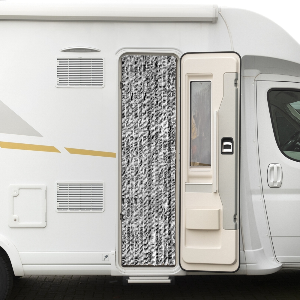 Moritz Flauschvorhang aus Chenille 56 x 185 cm schwarz grau meliert Türvorhang als Fliegenschutz Insektenschutz für Camping Wohnwagen Bild 1